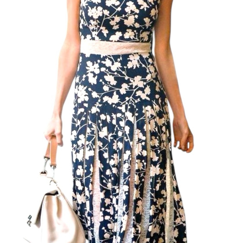 MICHAEL Michael Kors Blue and White A-Line Skirt